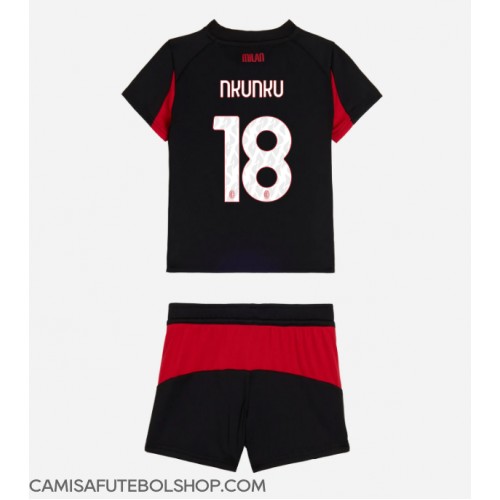 Camisa de time de futebol AC Milan Christopher Nkunku #18 Replicas 1º Equipamento Infantil 2025-26 Manga Curta (+ Calças curtas)